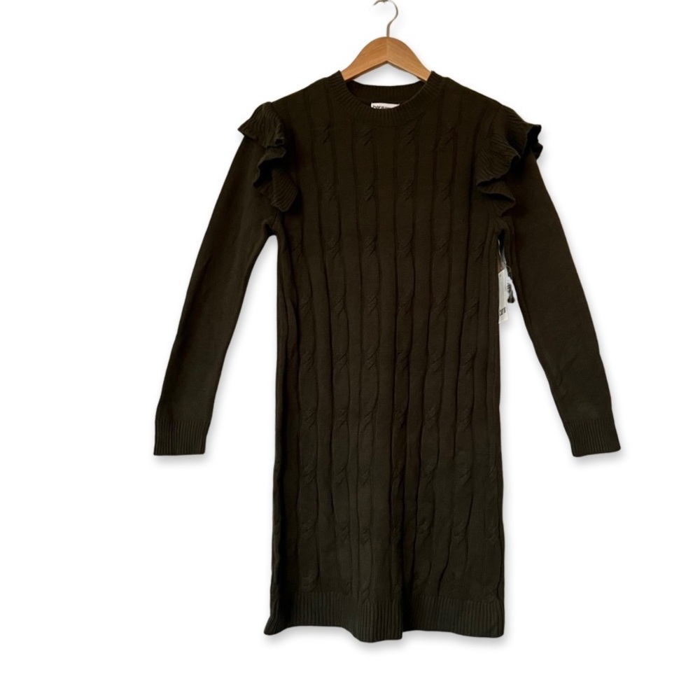 Ruffled Cable-Knit Sweater Dress - Picture 2 of 9